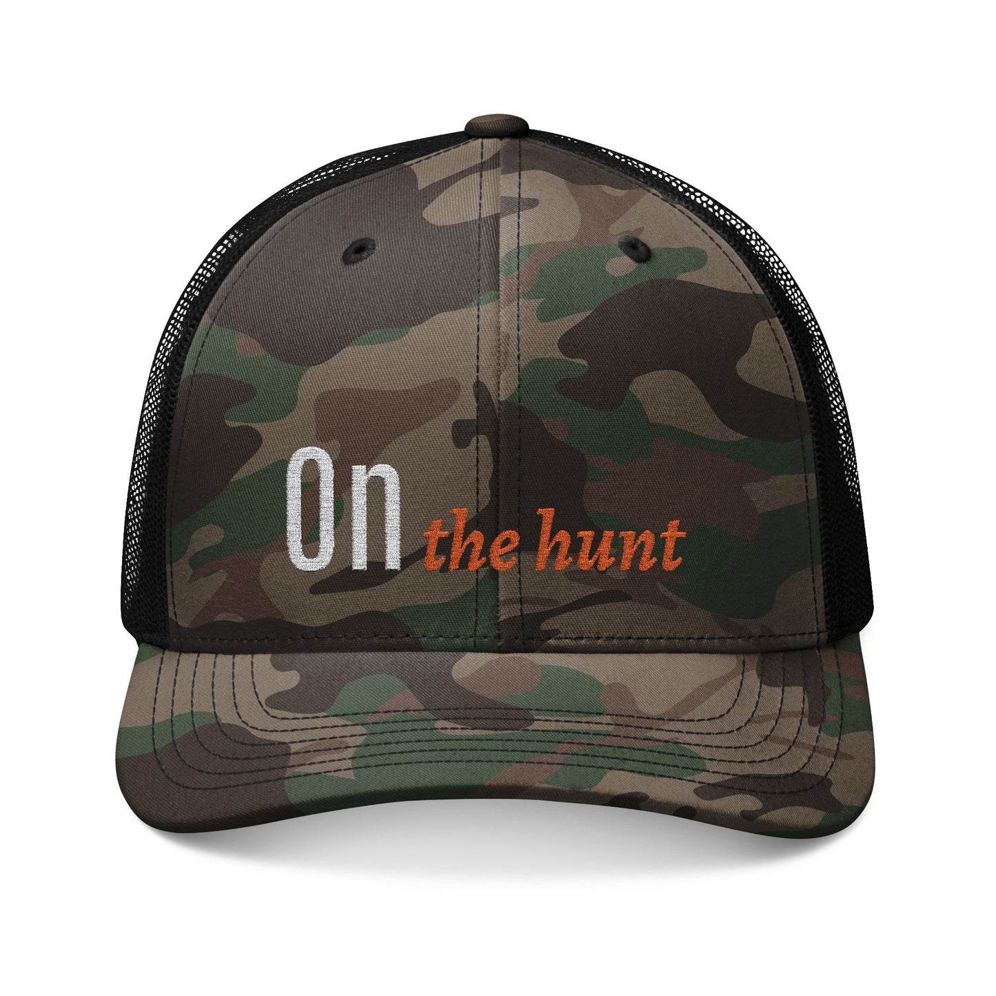 Camouflage Trucker Hat — "On the Hunt" Embroidered Hunting Cap