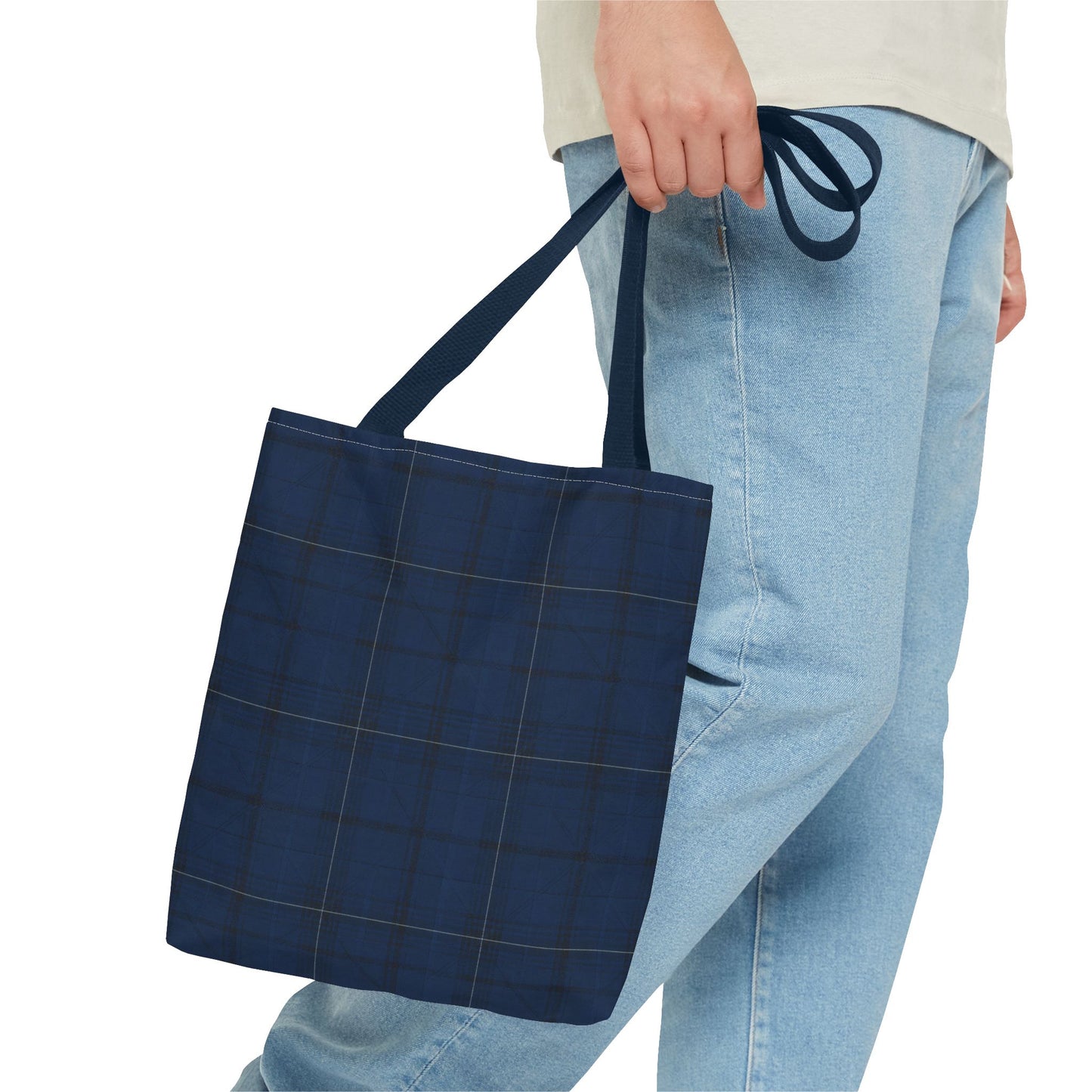 Navy Tartan Tote Bag – Classic Plaid All-Over Print Tote