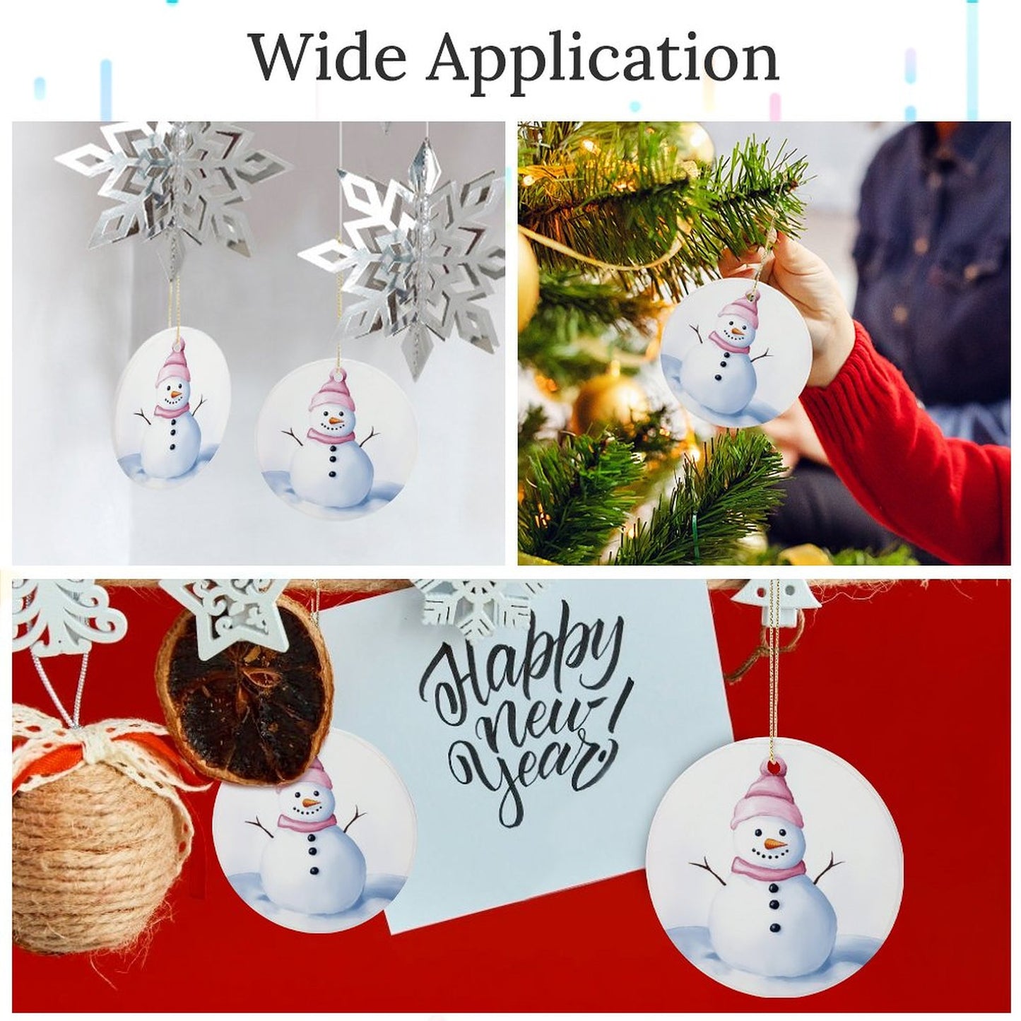 Round Ceramic Christmas Decorations (Matte Surface)