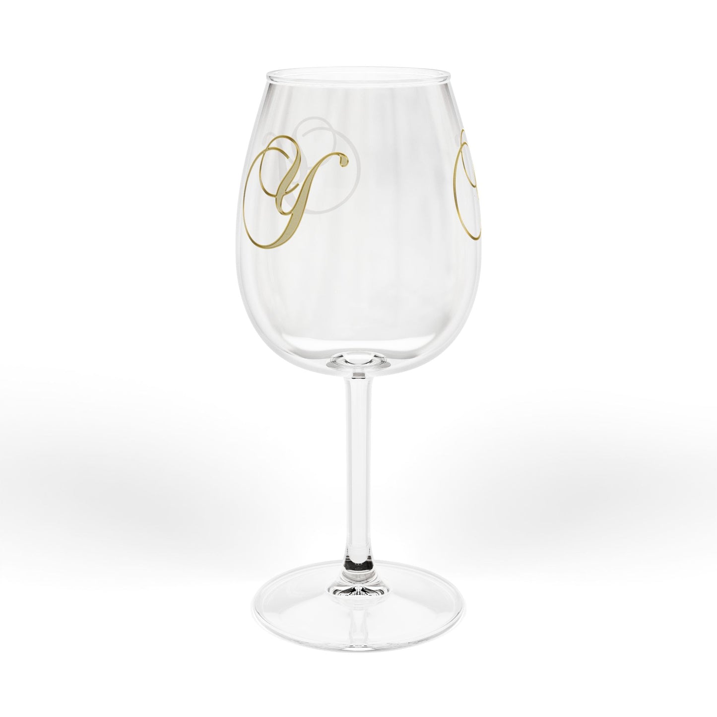Monogrammed 12oz Wine Glass — Gold Script 'Y' Stemmed Glass