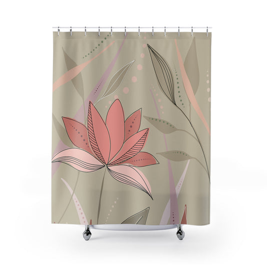 Botanical Shower Curtain, Floral Bathroom Decor, Modern Home Accessory, Nature-Inspired Gift, Spring Vibes, Relaxing Atmosphere