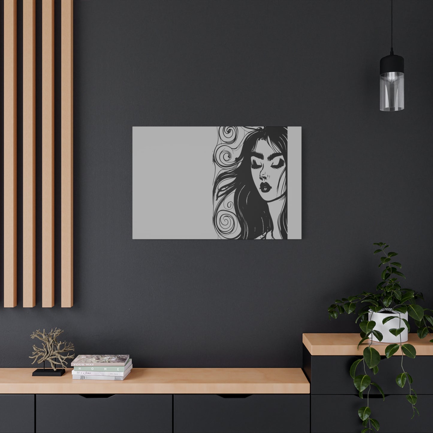 Gothic Woman Portrait Canvas Art — Matte Stretched Wall Decor