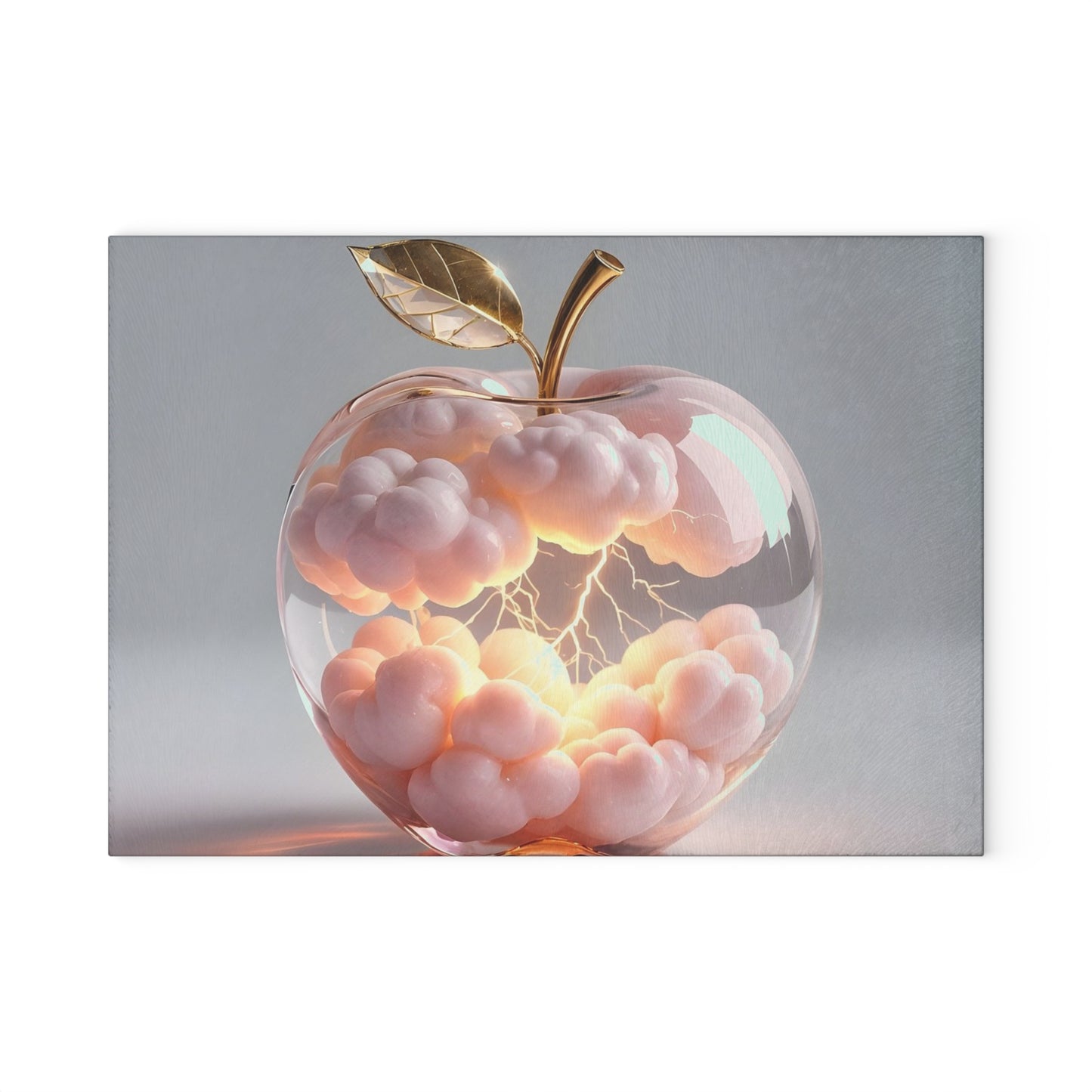 Artistic Glass Cutting Board with Apple Design, Unique Kitchen Decor, Gift for Foodies, Home Chef Accessory, Wedding Registry Essentials