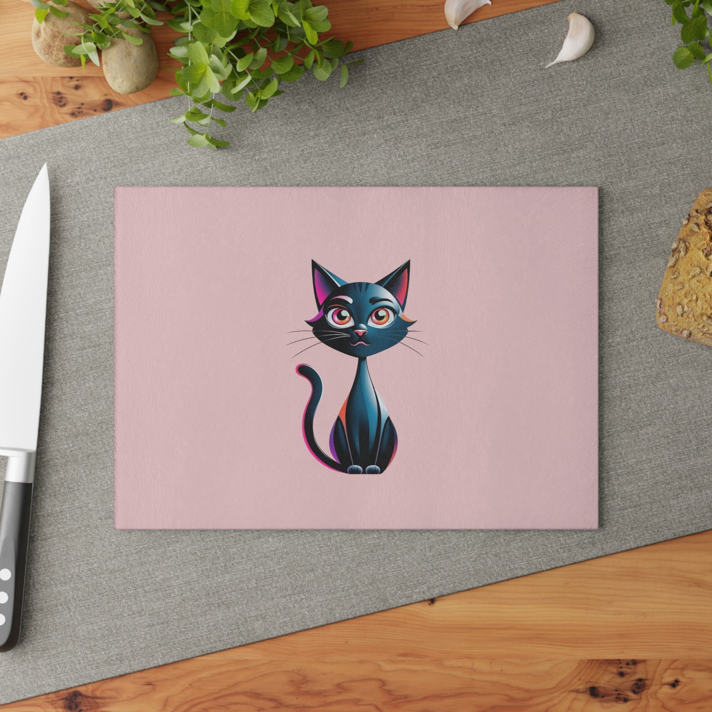 Charming Cat Glass Cutting Board - Cute Cat Kitchen Decor, Pet Lover Gift, Unique Housewarming Present, Cat Mom Essential