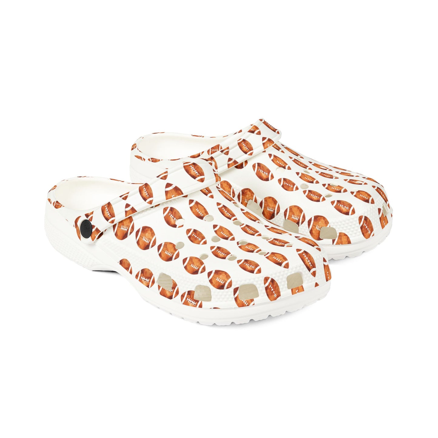 Printed EVA Foam Clogs — All-Over Football Design