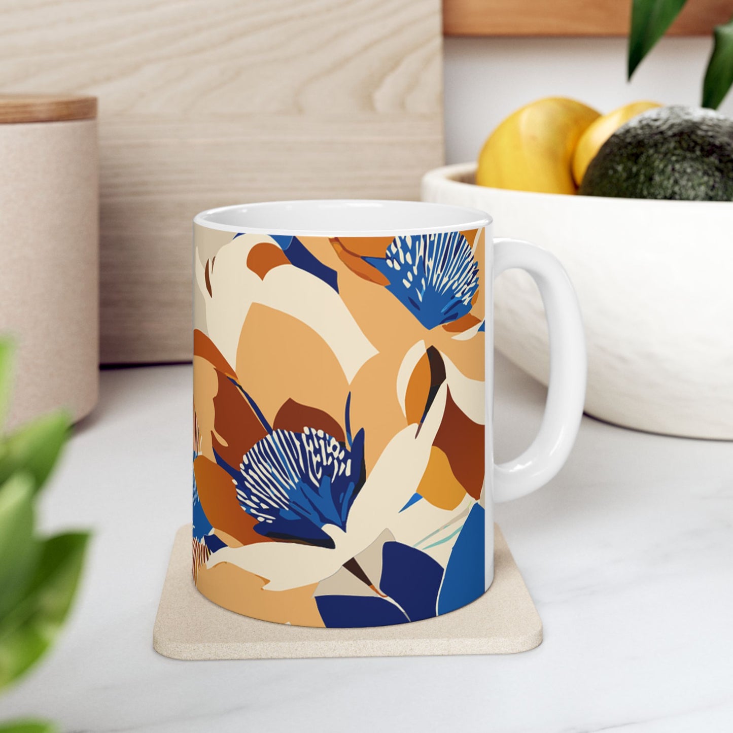 Floral Ceramic Mug, Elegant Coffee Cup, Gift for Mom, Tea Lover's Mug, Home Decor, Springtime Beverage Holder