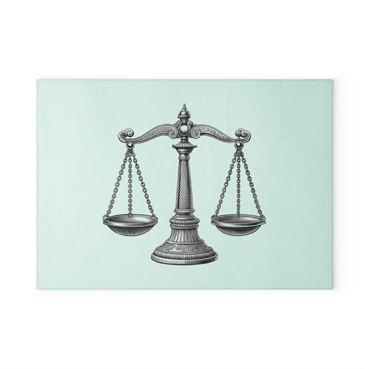 Elegant Justice Scale Glass Cutting Board, Gift for Lawyers, Kitchen Decor, Unique Wedding Gift, Housewarming Gift, Legal Theme