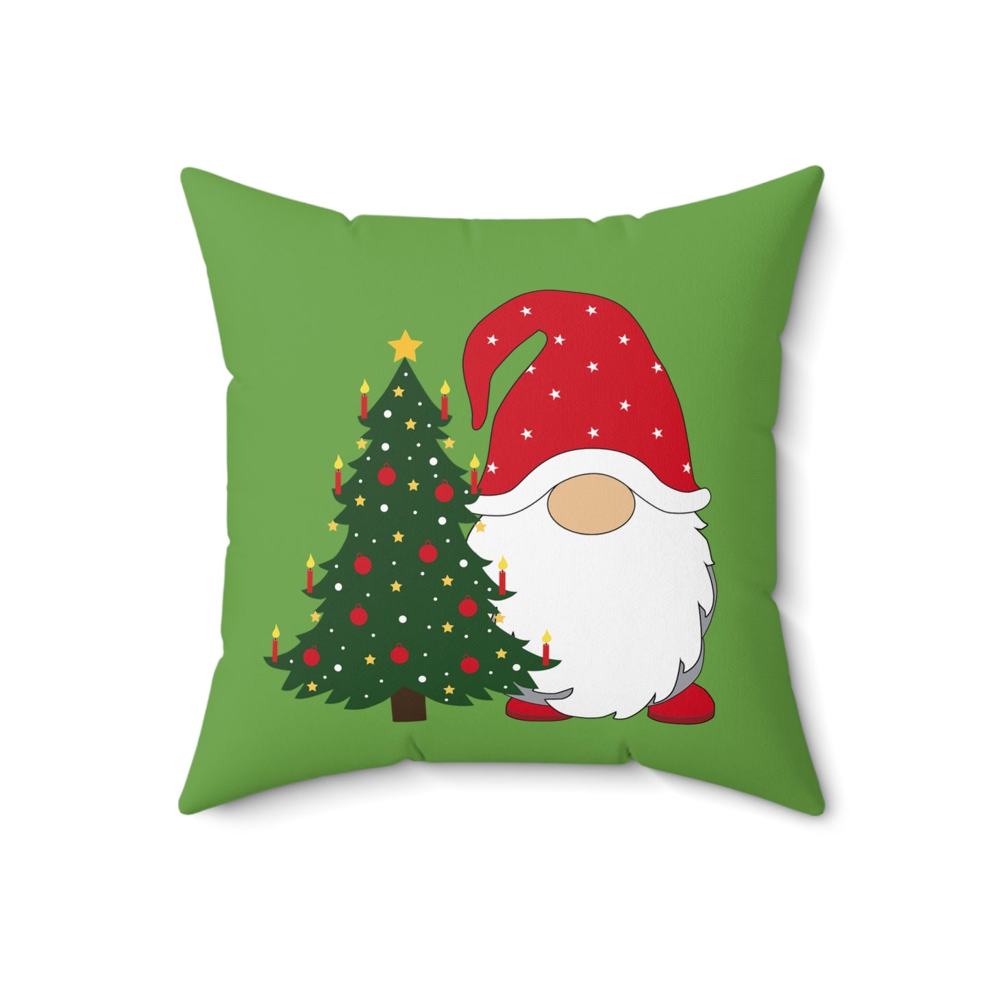 Christmas Gnome Pillow with Decorated Tree - Festive Holiday Throw Pillow