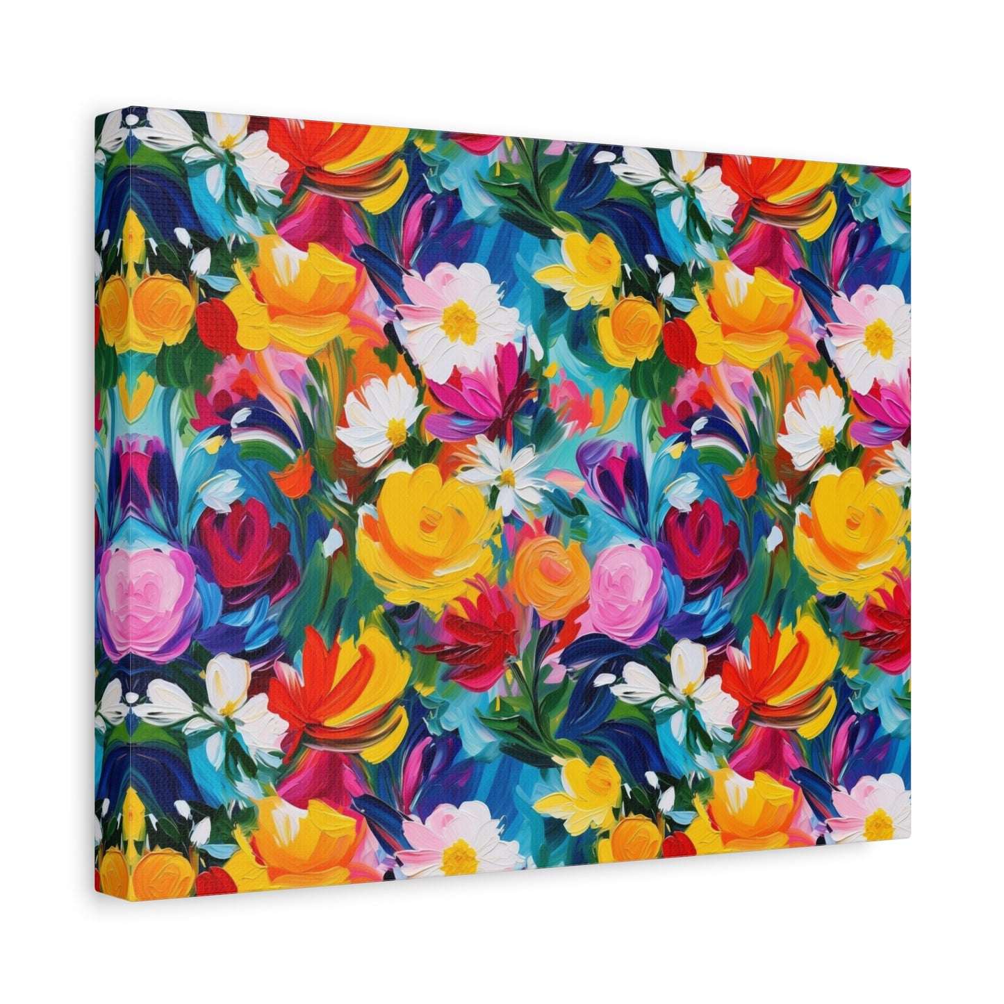 Vibrant Floral Matte Canvas Wall Art — Colorful Garden Print, Stretched 1.25"