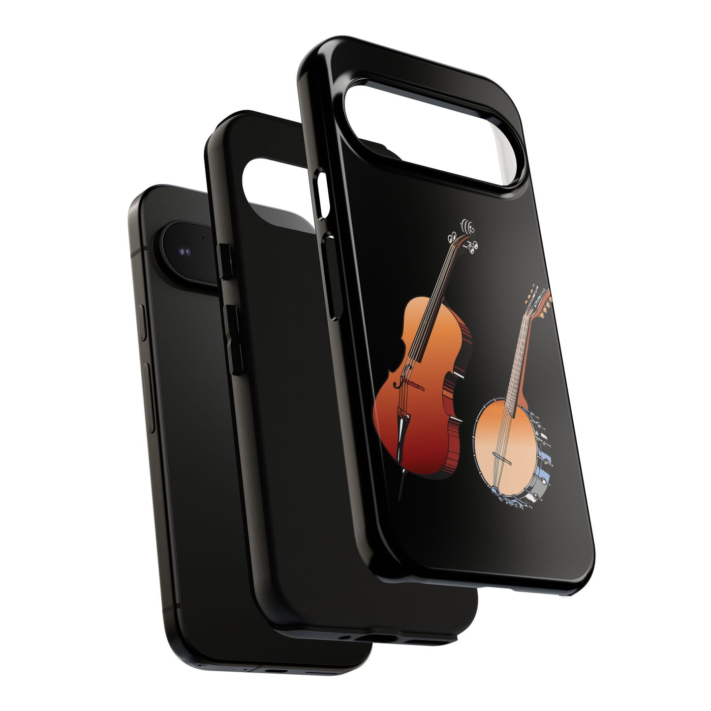 Musical Instrument Phone Case - Violin & Banjo Design, Music Lover Gift, Unique Phone Cover, Holiday Gift, Durable Tough Cases