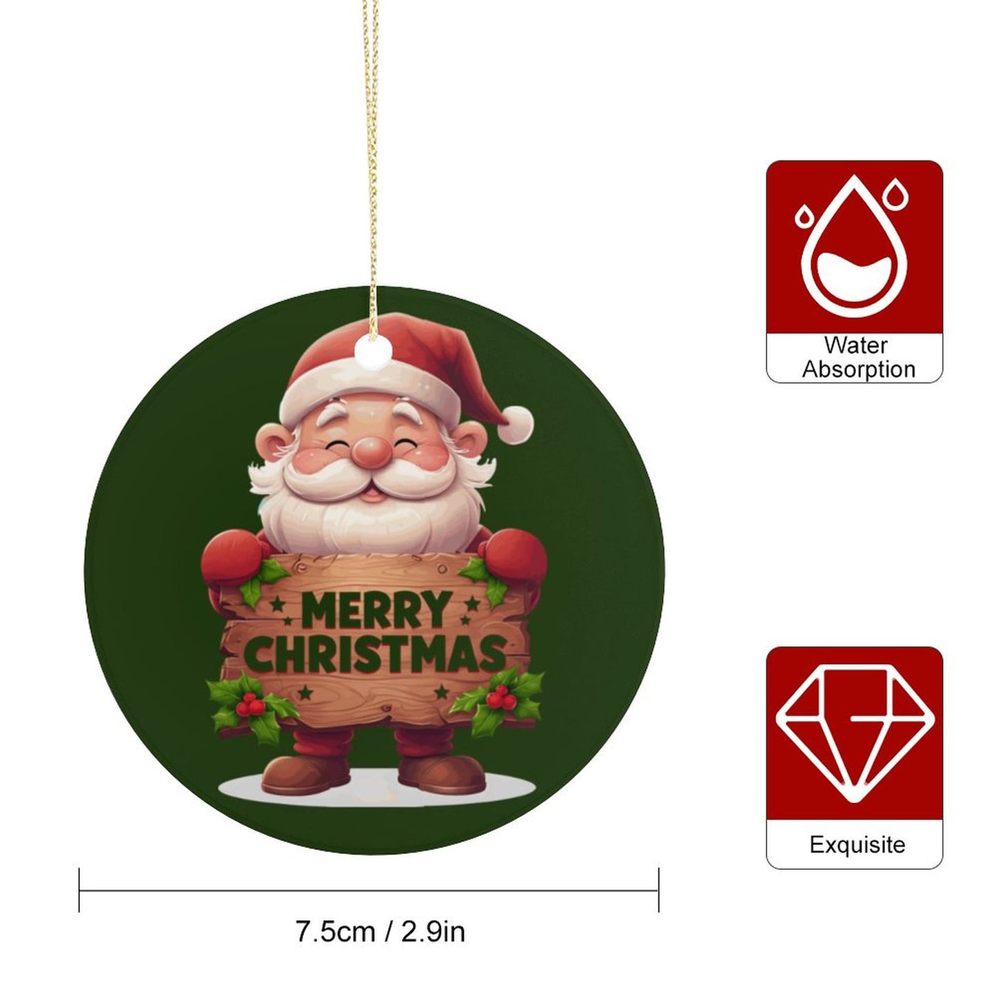 Round Ceramic Christmas Decorations (Matte Surface)