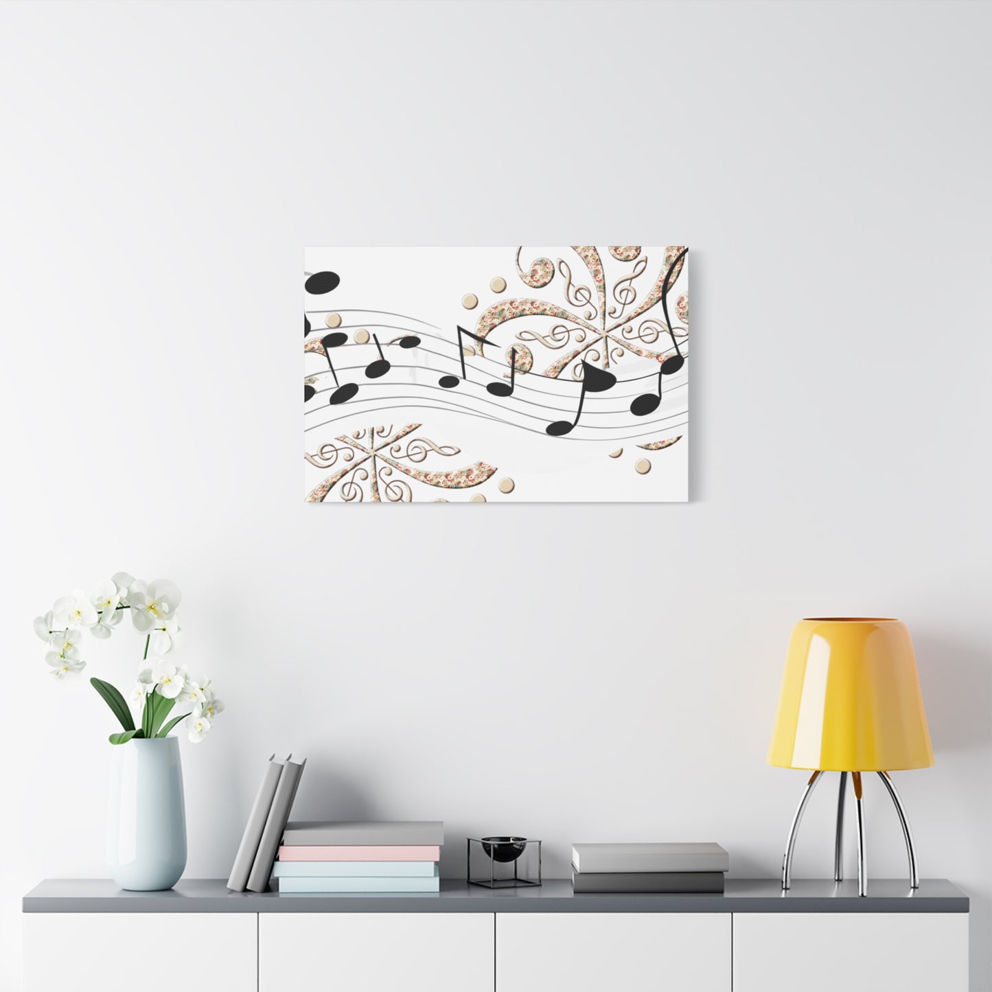 Musical Note Canvas Art, Floral Decor for Home, Music Lover Gift, Wall Art for Musicians, Unique Gift Idea