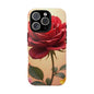 Floral Phone Case with Red Rose Design, Tough Phone Cover, Flower Print, Gift for Her, Stylish Accessory, Floral Aesthetic