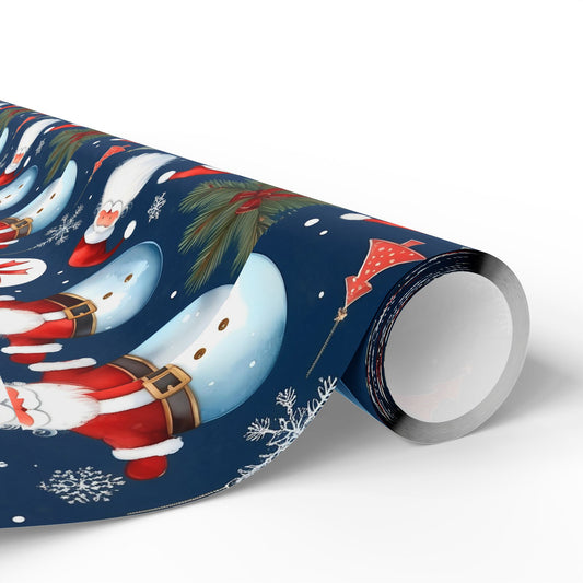 Christmas Snowman & Santa Wrapping Paper Roll — Festive Holiday Gift Wrap