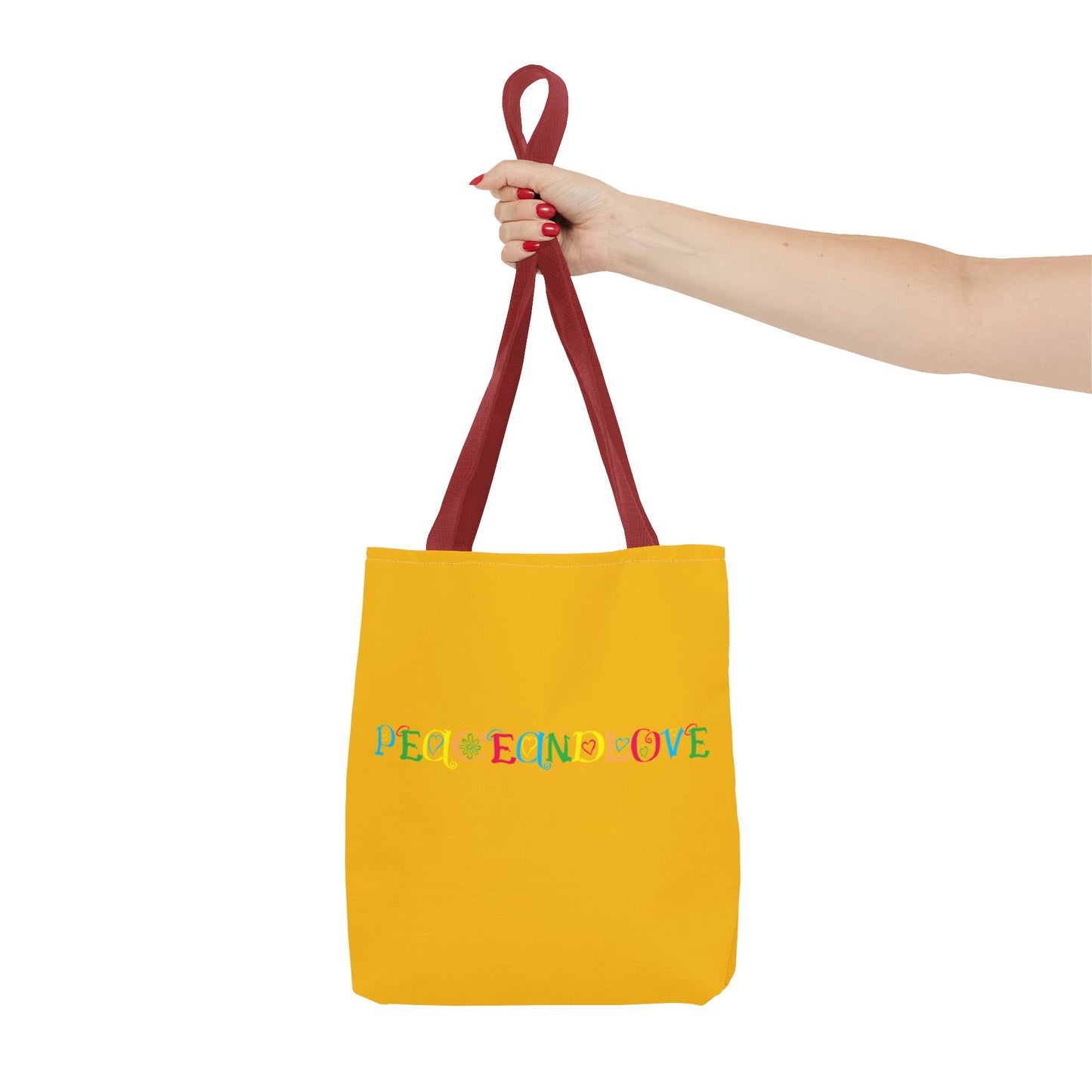 Colorful Peace and Love Tote Bag | Eco-Friendly Shopping Bag, Beach Tote, Gift for Friends, Everyday Carryall