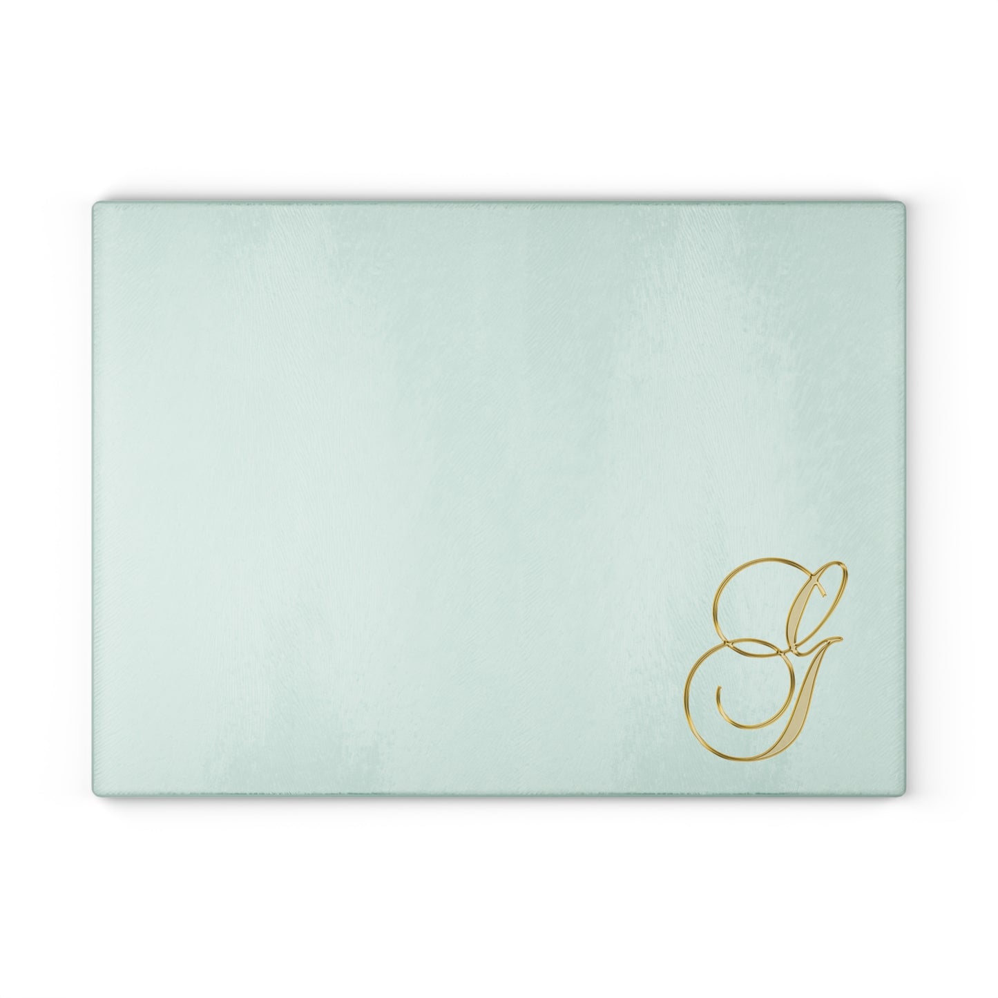 Monogram Glass Cutting Board – Elegant Mint or Clear Kitchen Chopping Board with Gold Script "G"