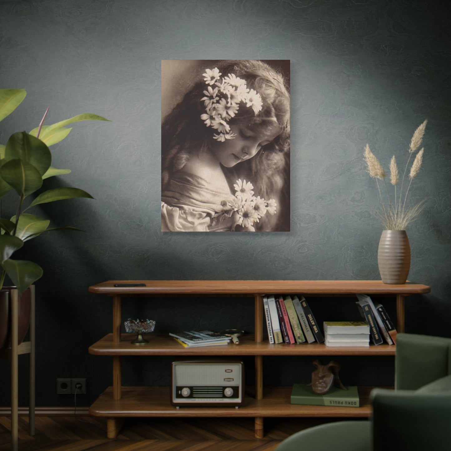 Vintage Floral Portrait Canvas