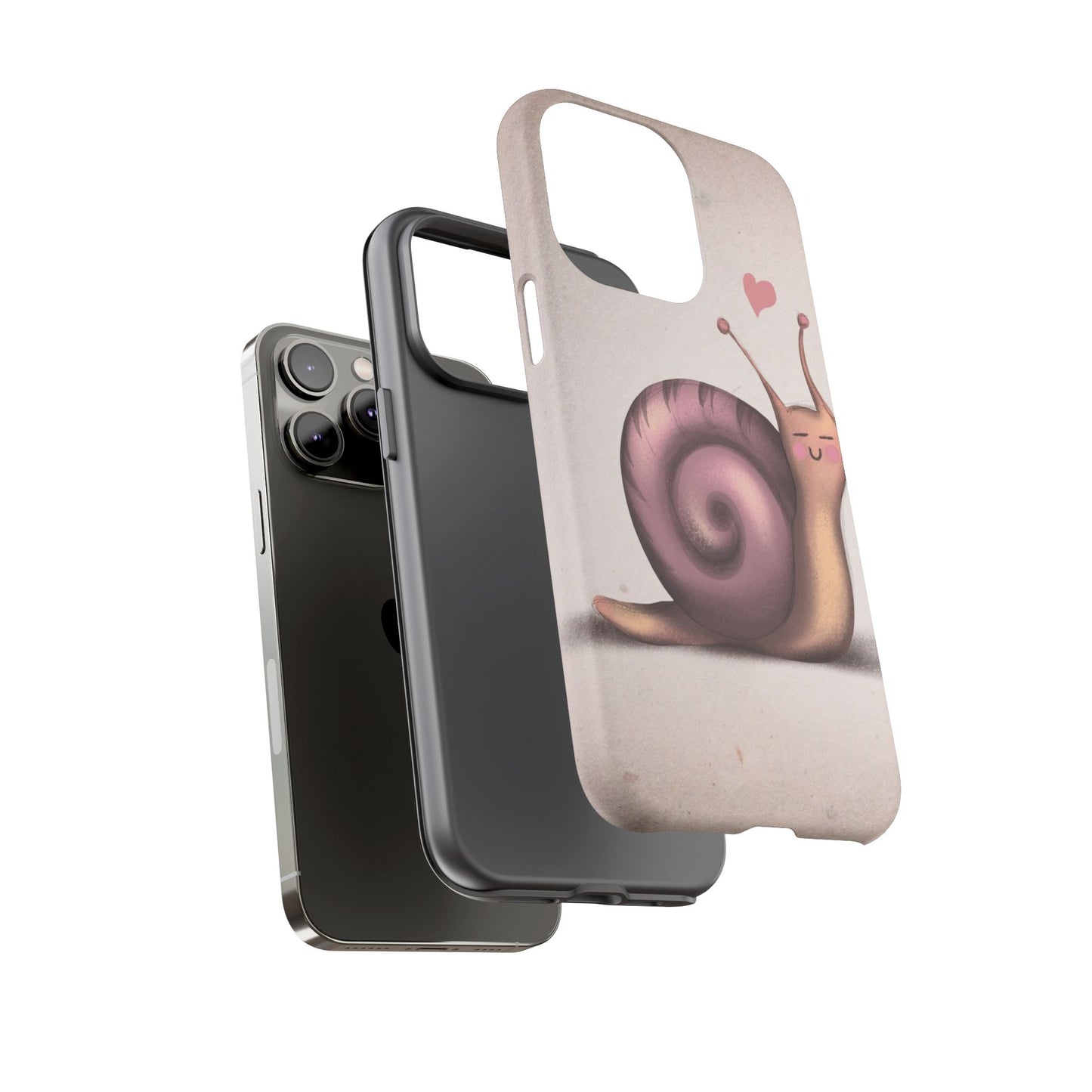 Cute Snail Phone Case — Pink Heart Cartoon Protective iPhone Cover