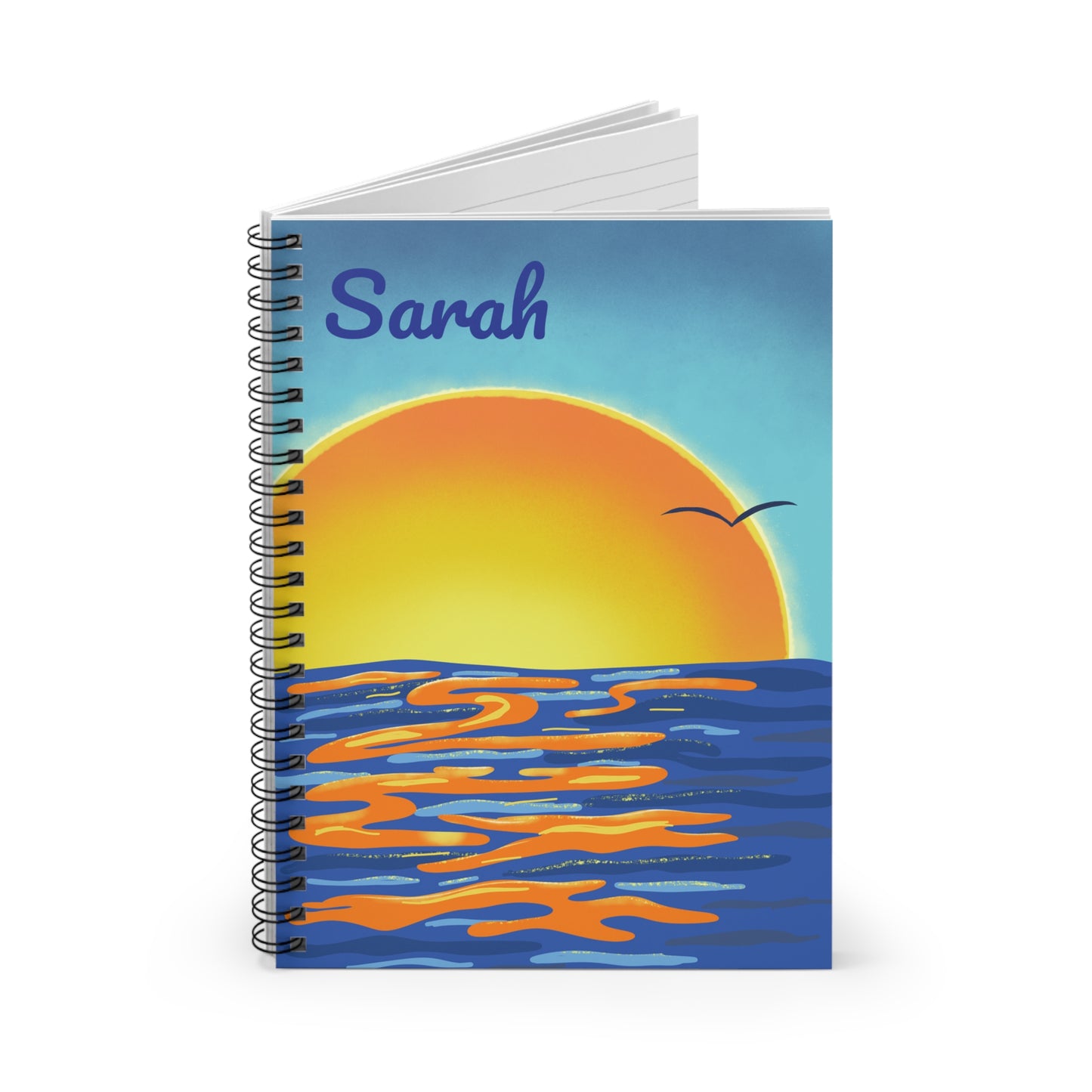 Personalized Ocean Sunset Spiral Notebook - Dream Journal, Travel Diary, Sketchbook, Gift for Students, Beach Lover