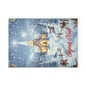 Glass Cutting Board — Joyeux Noël Winter Church Scene Holiday Kitchen Decor