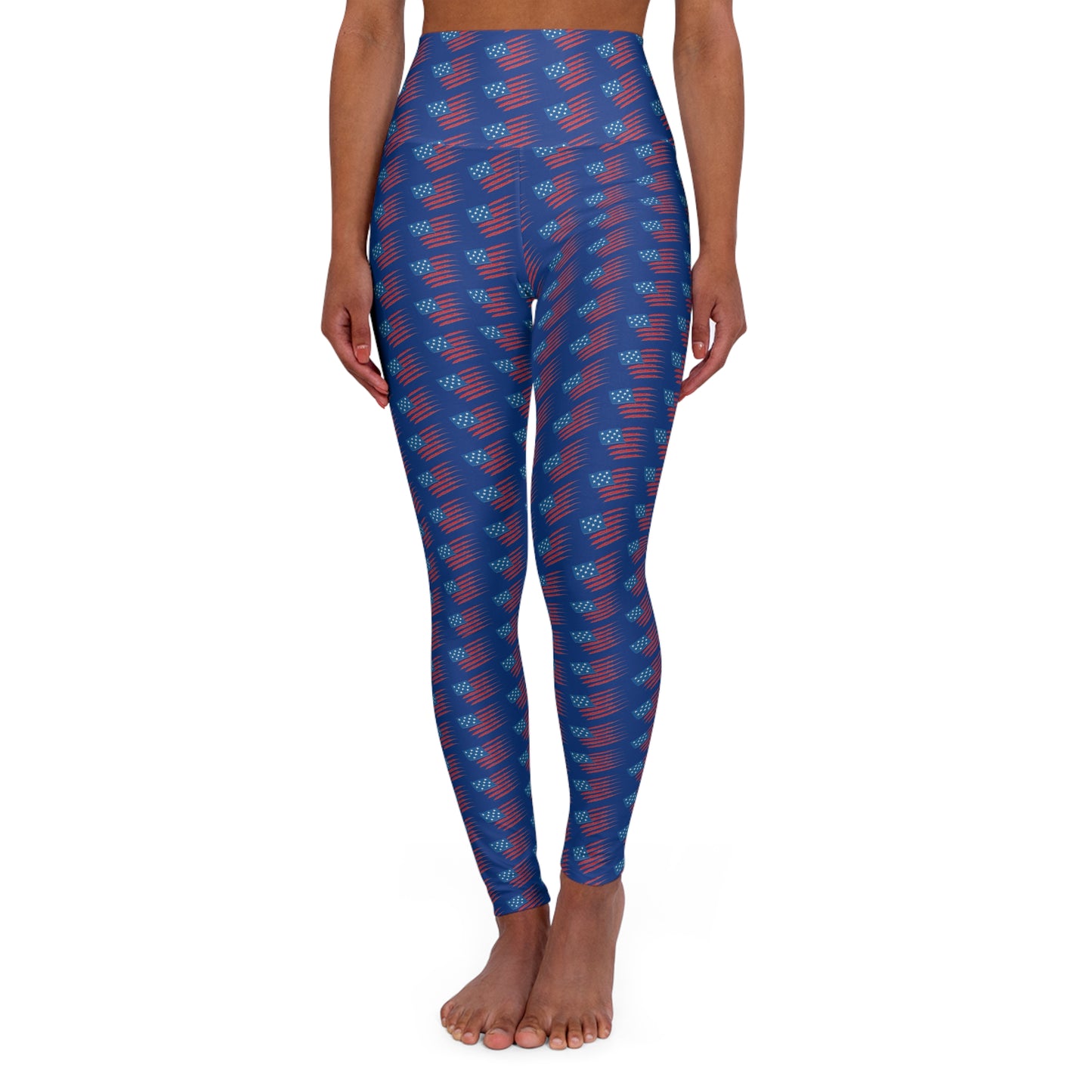 Patriotic High Waisted Yoga Leggings, Fitness Apparel, Workout Gear, AOP Leggings, Yoga Pants, Independence Day Gift