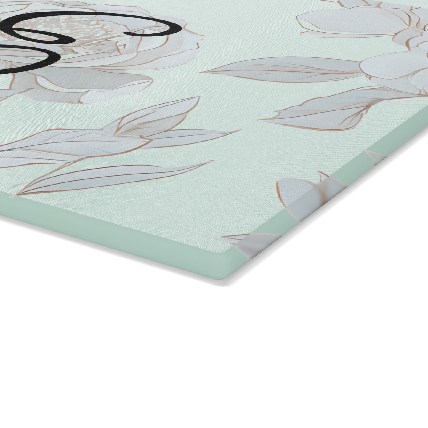 Personalized Floral Glass Cutting Board - Elegant Kitchen Decor, Unique Gift, Wedding Registry, Housewarming, Custom Monogram