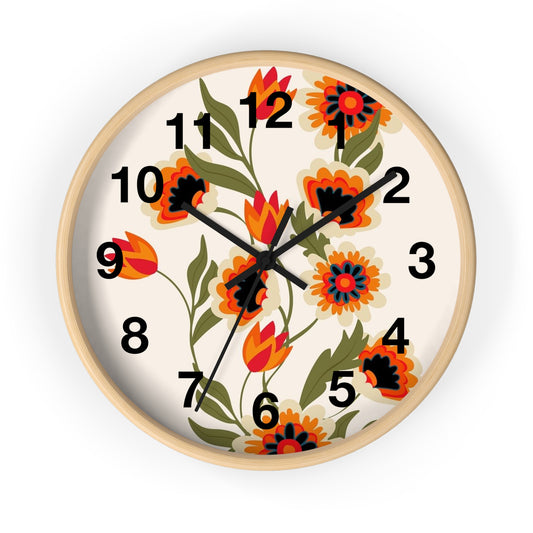 Vintage Floral Wall Clock | Rustic Home Decor | Gift for Her | Boho Style | Kitchen or Living Room Accent