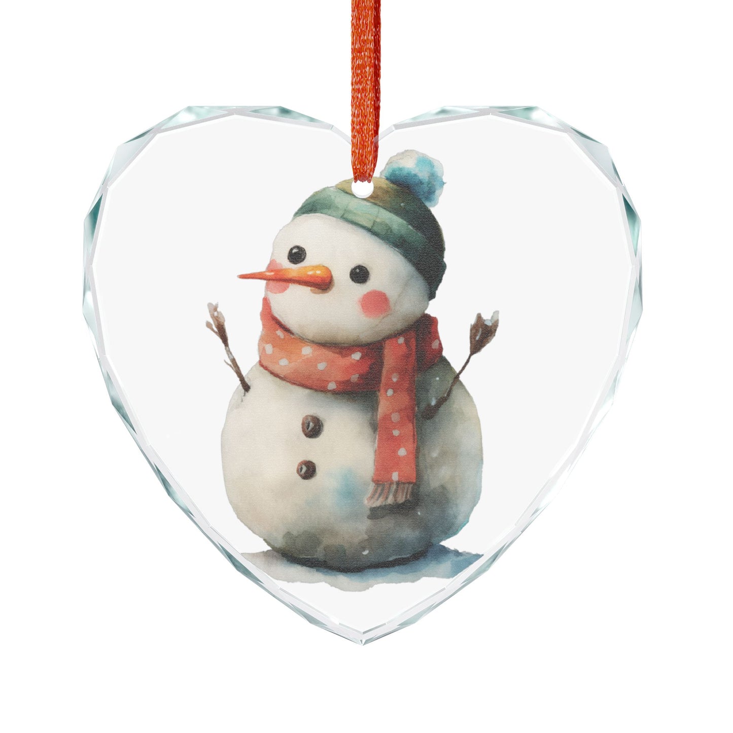 Crystal Heart Ornament — Cute Snowman Holiday Decoration