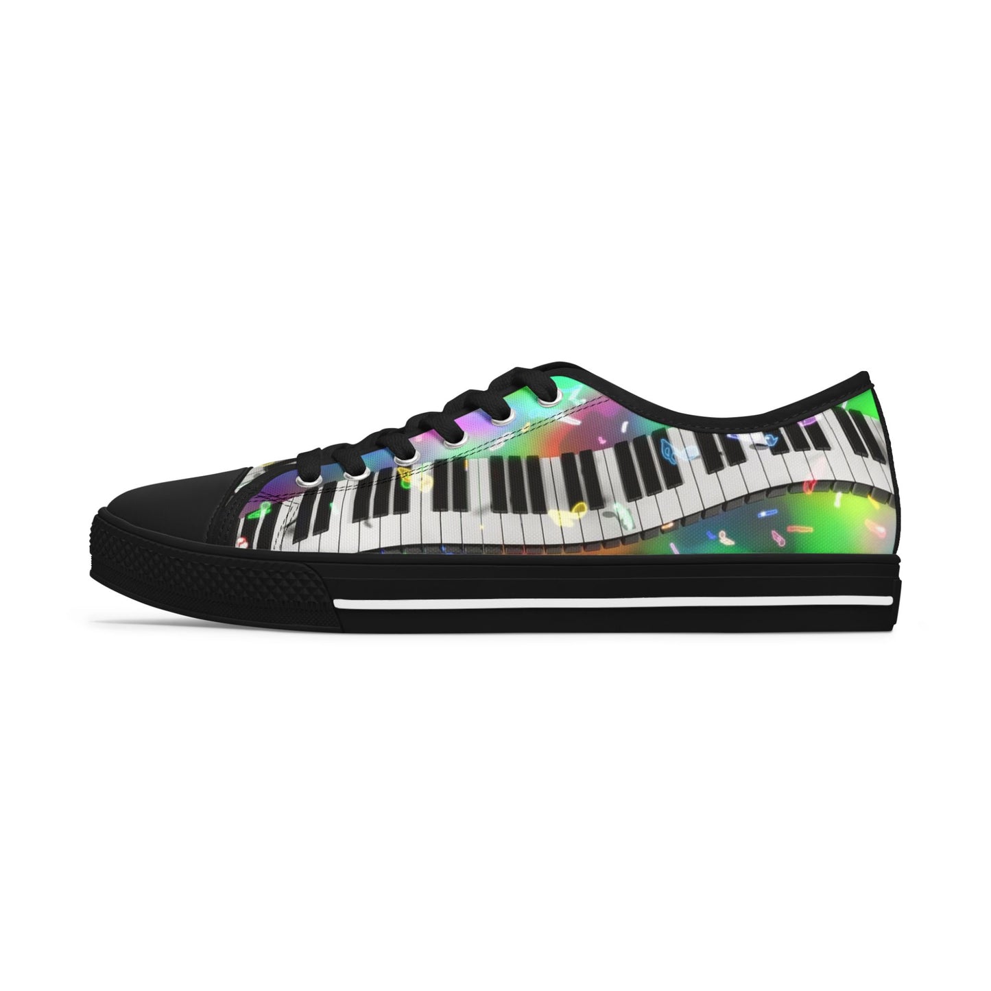 Piano Keys Low Top Sneakers — Colorful Musical Canvas Shoes