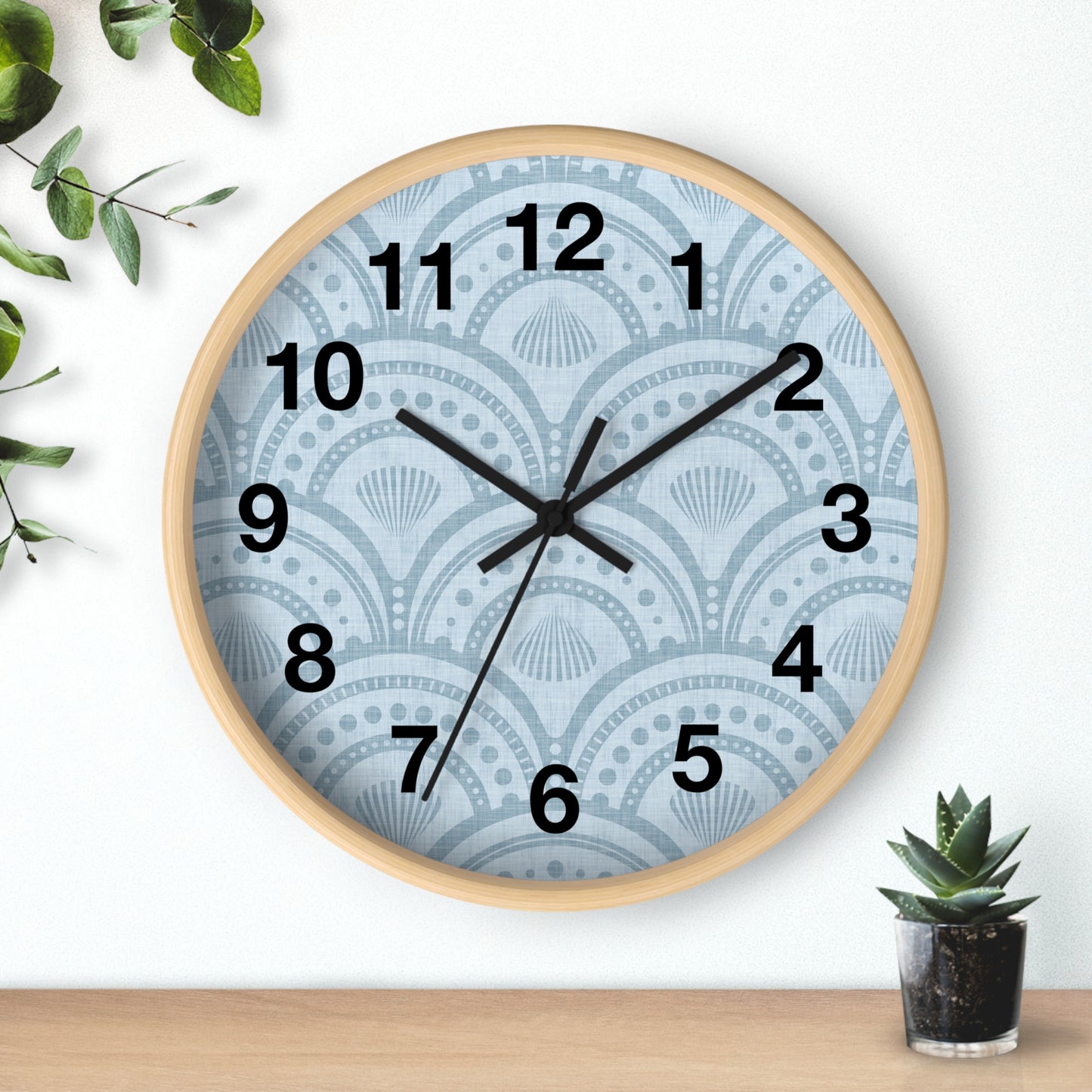 Coastal Blue Art Deco Wall Clock