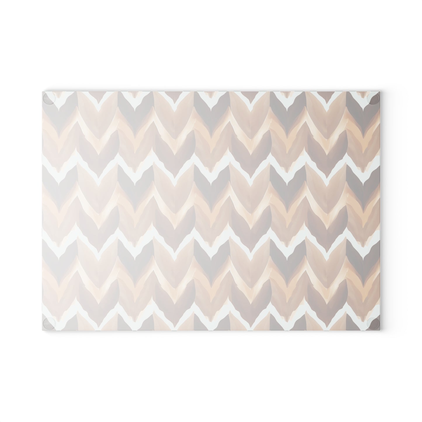Chevron Brown Glass Cutting Board — Rustic Neutral Kitchen Prep Surface