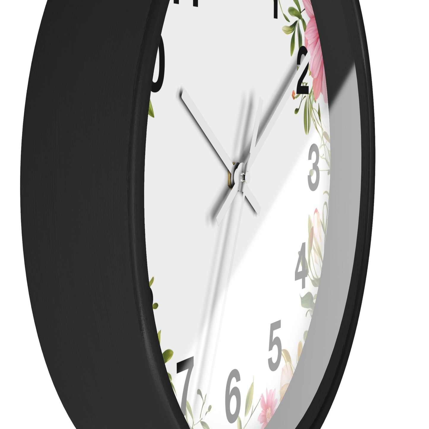 Floral Wreath Wall Clock — Pink Garden Decorative Timepiece