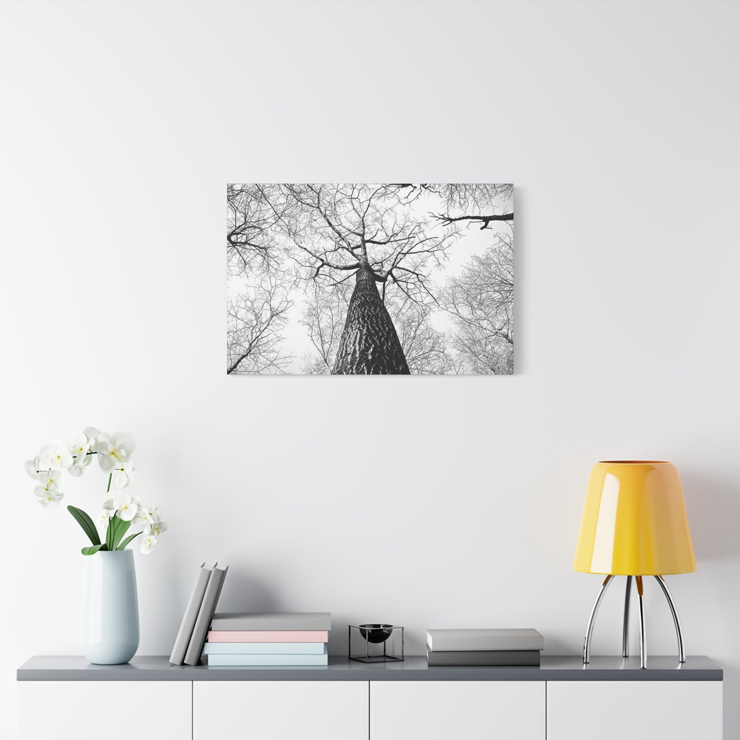 Black & White Tree Canopy Matte Canvas Wall Art — Upward Forest Photography