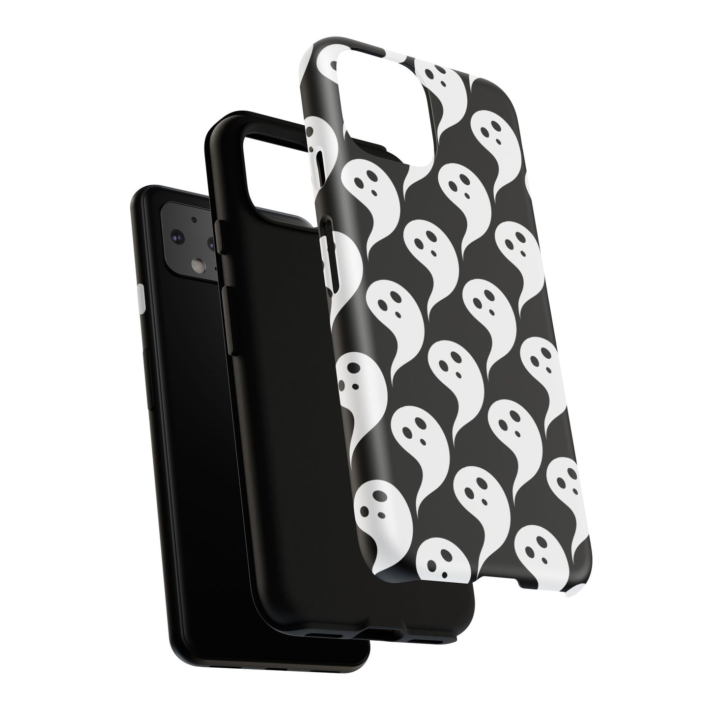 Ghost Pattern Phone Case, Cute Ghost Cell Phone Cover, Halloween Accessory, Spooky Gift, Black and White Phone Case