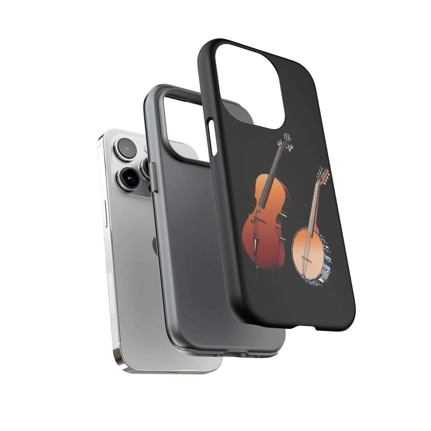Musical Instrument Phone Case - Violin & Banjo Design, Music Lover Gift, Unique Phone Cover, Holiday Gift, Durable Tough Cases