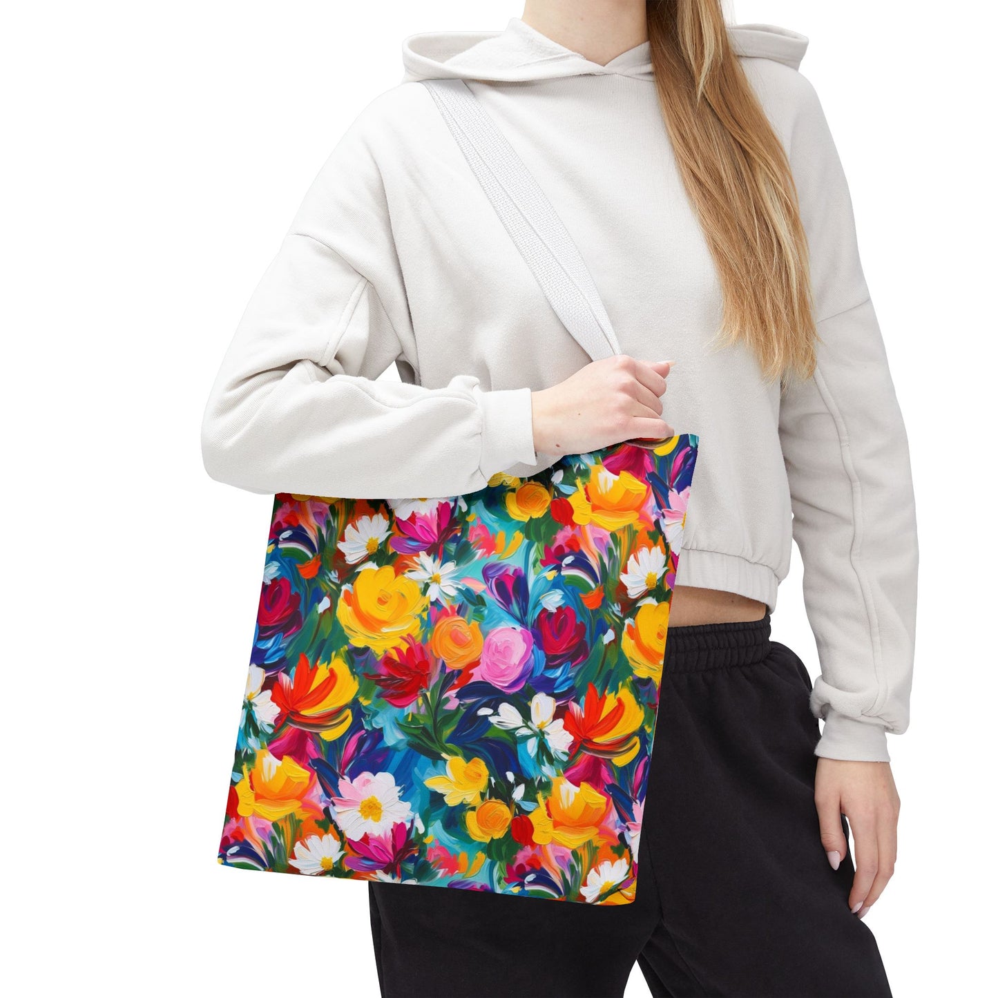 Colorful Floral Tote Bag — Vibrant All-Over Print Shopper