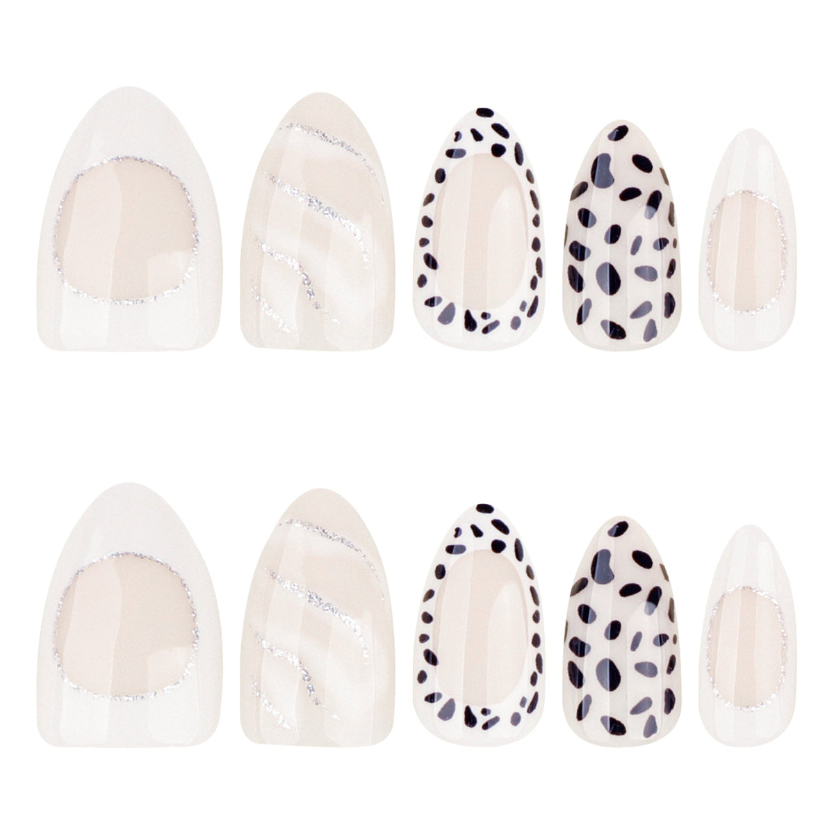 Chic Monochrome Nails with Dalmatian Spots and White Accents – Image 5