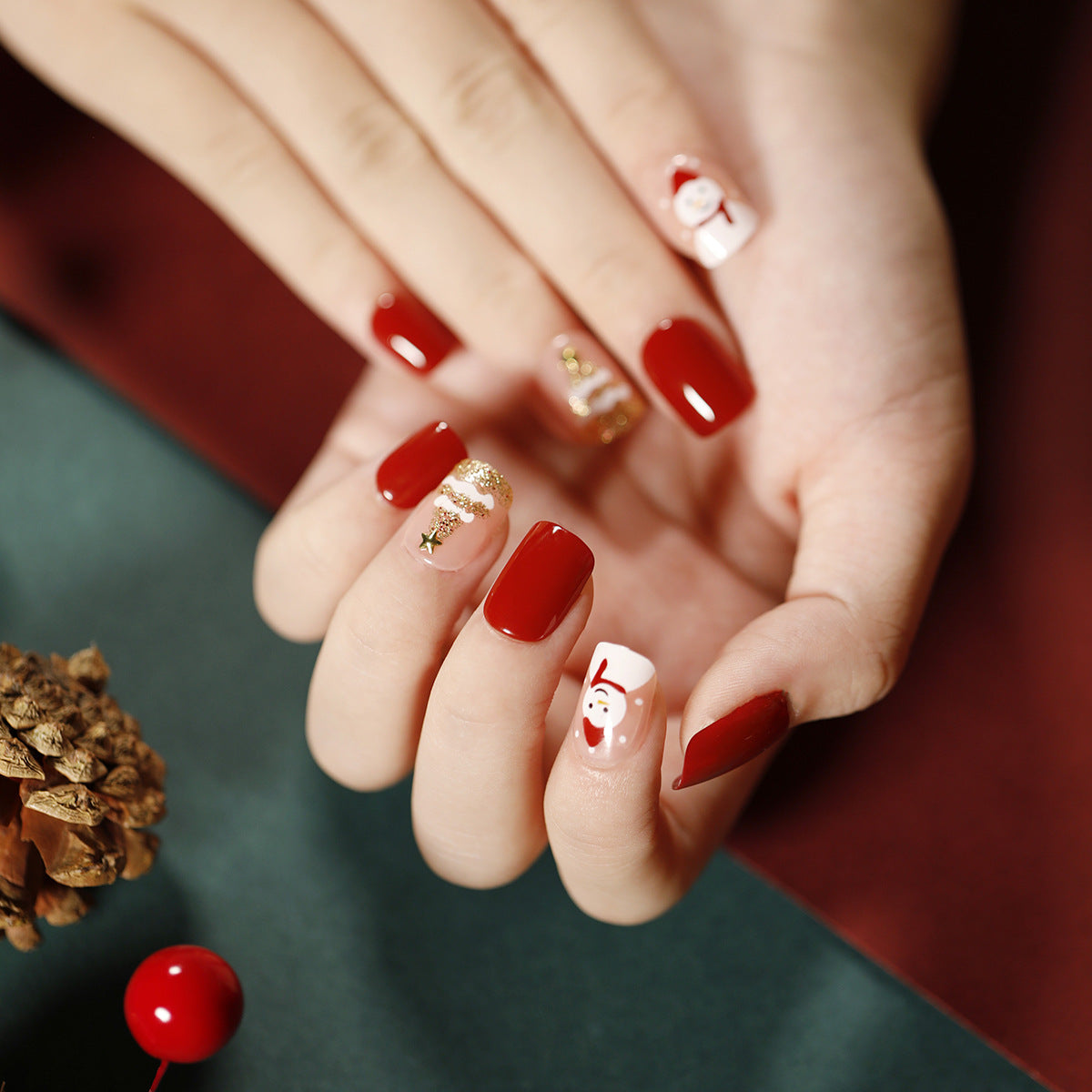 Art Finished Christmas Series Flat Nail False Nail 365nails – Image 4