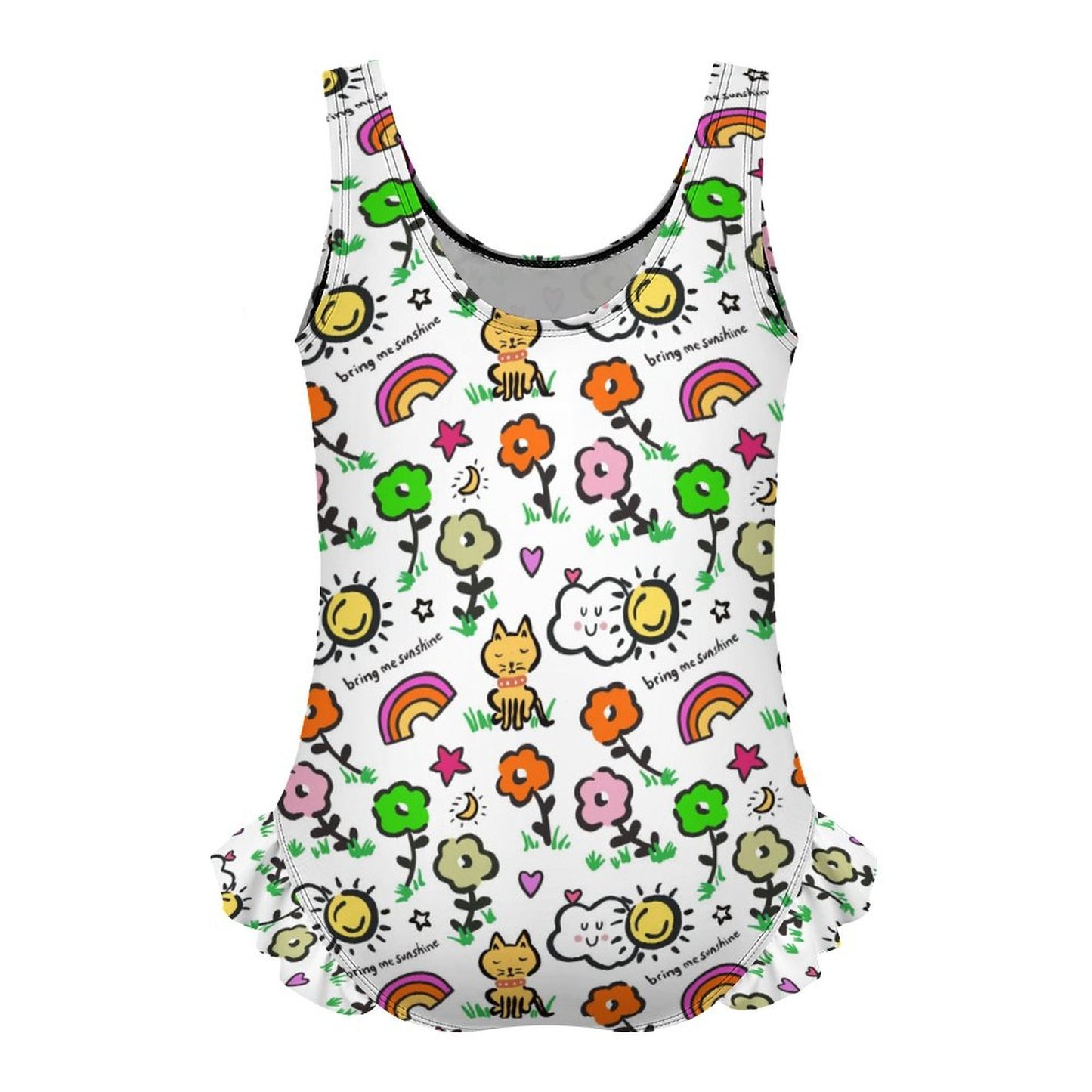 Girls Ruffle Trim One Piece Swimwear