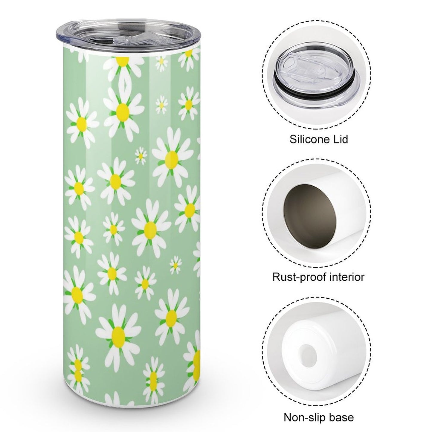 20oz Skinny Stainless Steel Straight Cup-With Lid