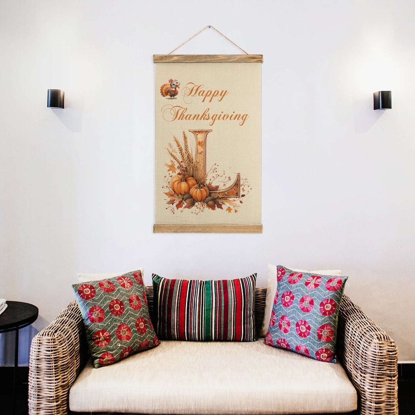 Framed Flax Painting Wall Decor - Letter L