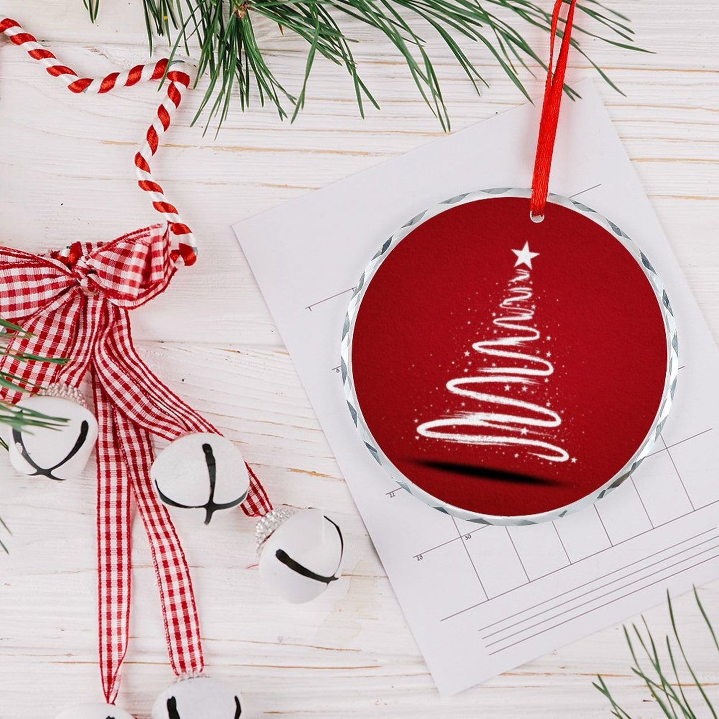 Glass Circular Ornament Pendant - Tree