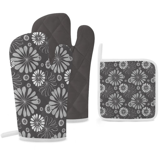 Oven Mitts & Pot Holder Set of 3 Gray
