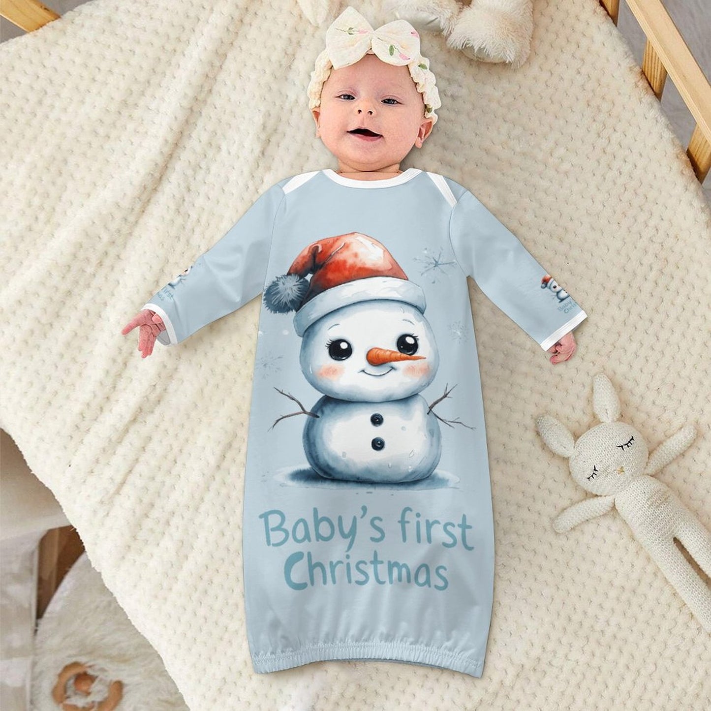 Baby's First Christmas Baby Faux Cotton Sleeper without Hat