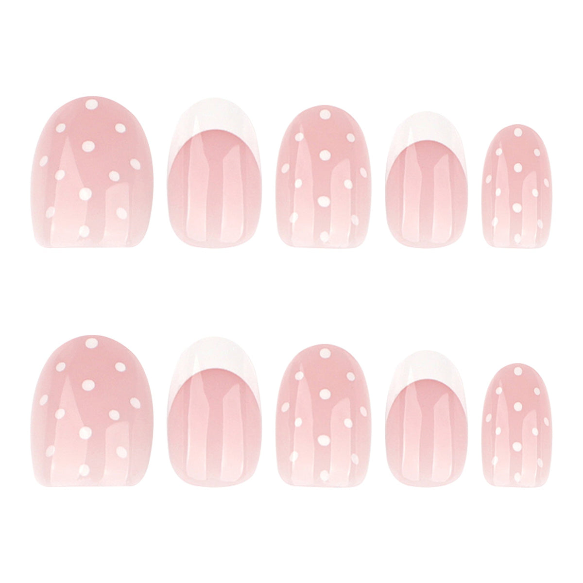 "Pink Polka Dot French" - Precision Crafted Press-On Nails – Image 5