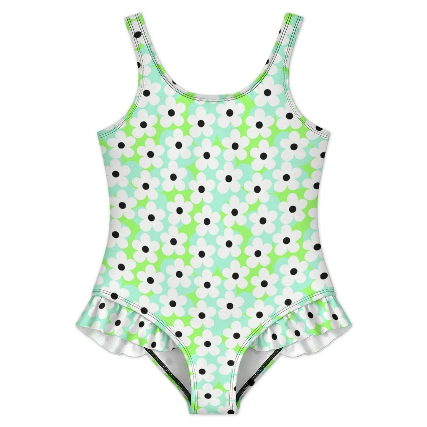 Girls Ruffle Trim One Piece Swimwear