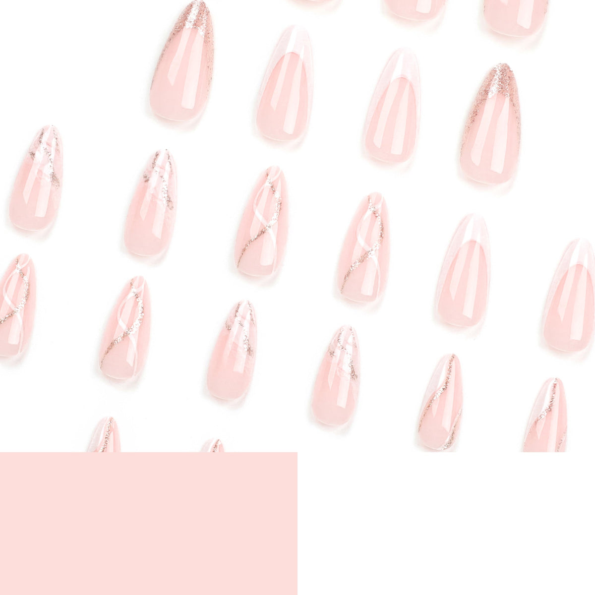 365nails: "Blush Marble Almond" – Glitter Swirl & Marble Press-on Nails – Image 4