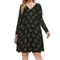 Plus Size V-neck Long Sleeve Dress B829 (All-Over Printing)