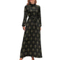 Turtle Neck Long Dress for Women XQ (All-Over Printing)