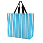 Large One Shoulder Shopping Bag Blue Stripes